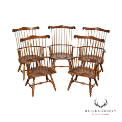 Duckloe Bicentennial Colonial Style Set Five Chief Justice Windsor Armchairs
