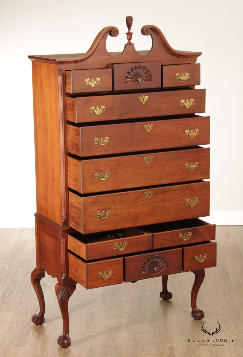 Chippendale Style Custom Crafted Walnut Highboy Chest of Drawers