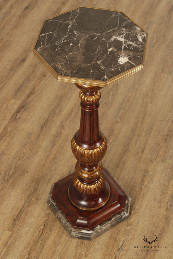 Theodore Alexander Parcel Gilt Marble Top Pedestal