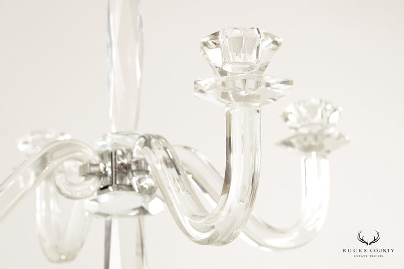 Contemporary Pair Crystal Five Light Candelabras