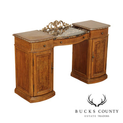 Schnadig Burl Wood French Style Marble Top Sideboard