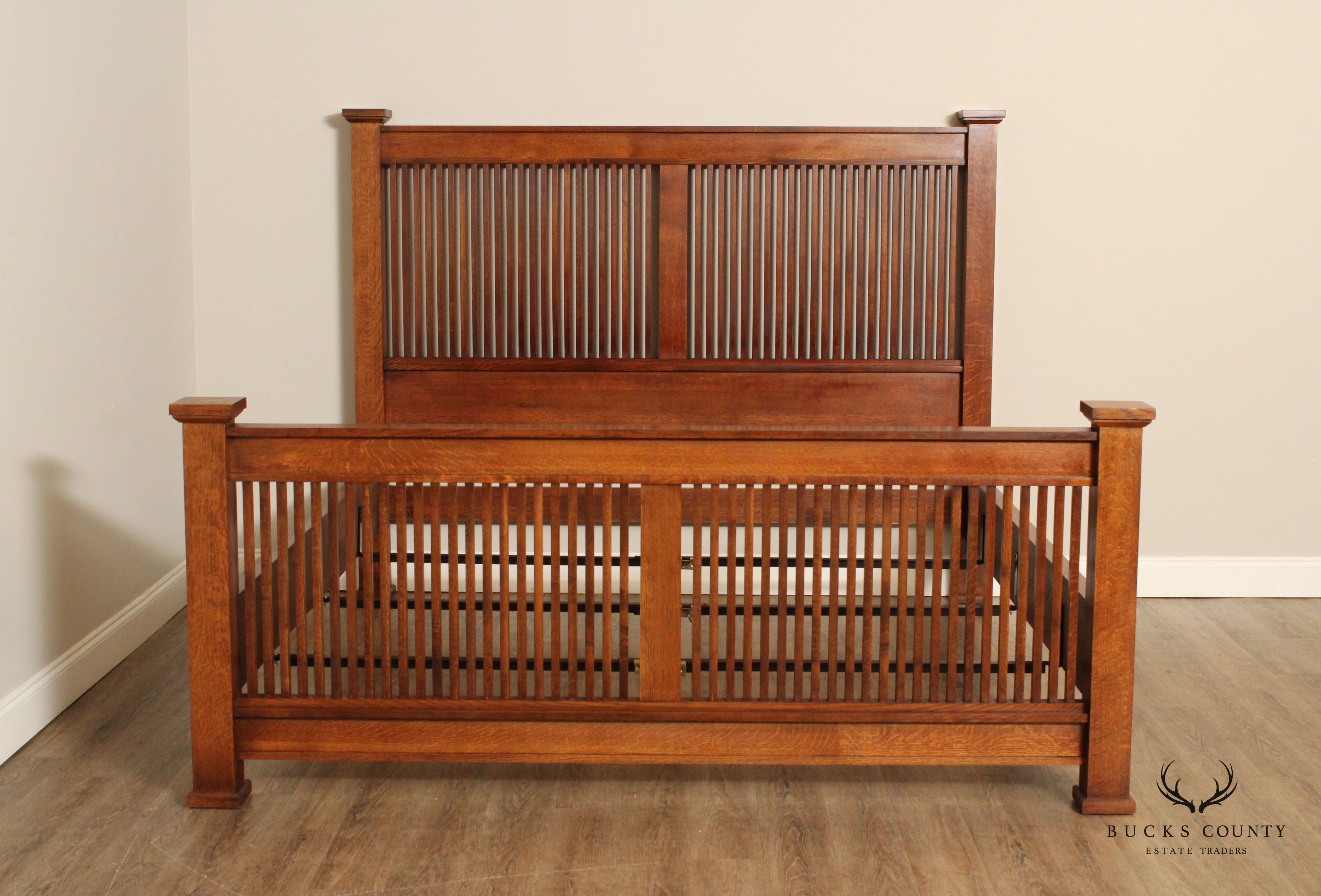 Stickley Mission Collection King Size Oak Prairie Bed