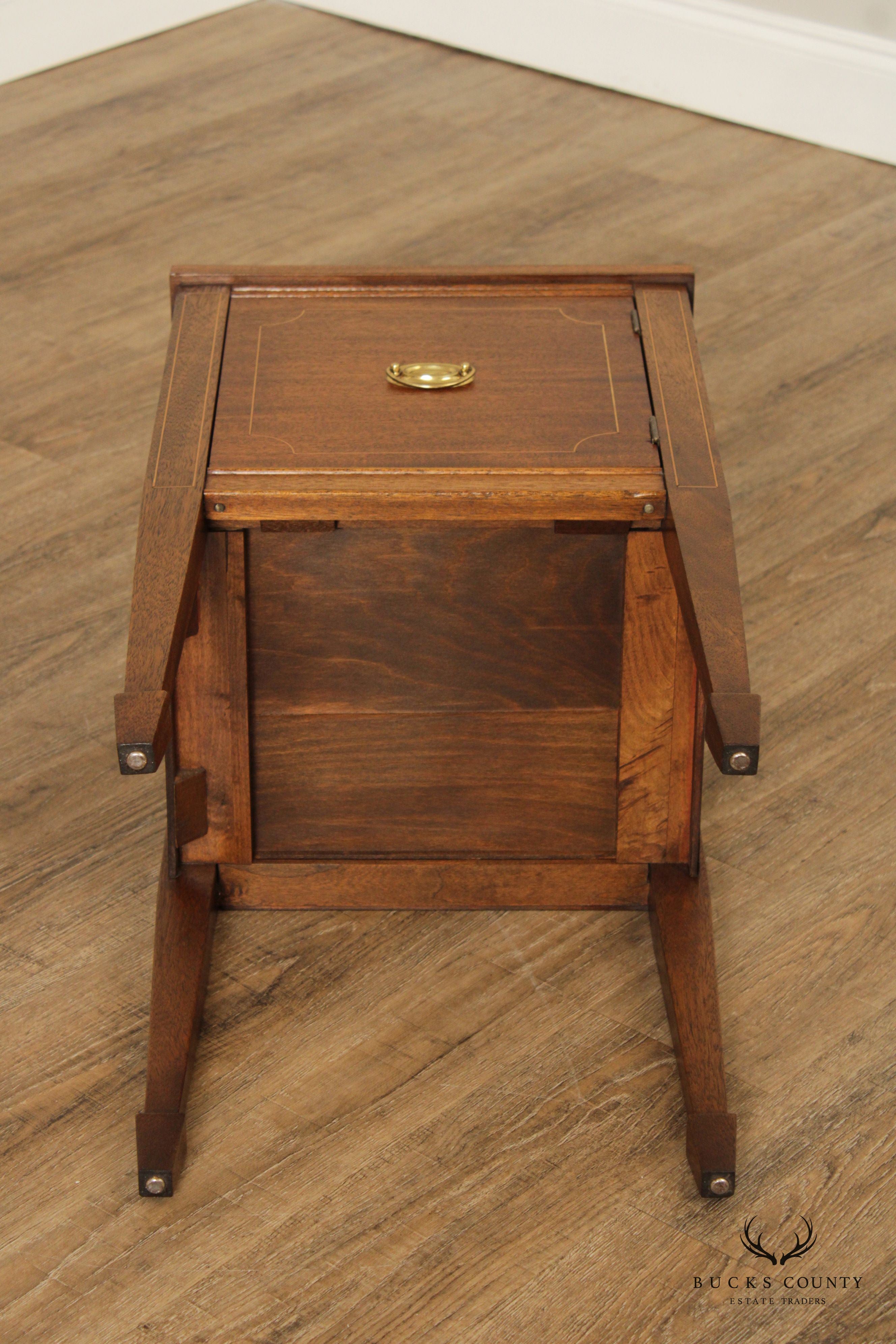 1940's Federal Hepplewhite Style Inlaid Mahogany Cabinet Nightstand