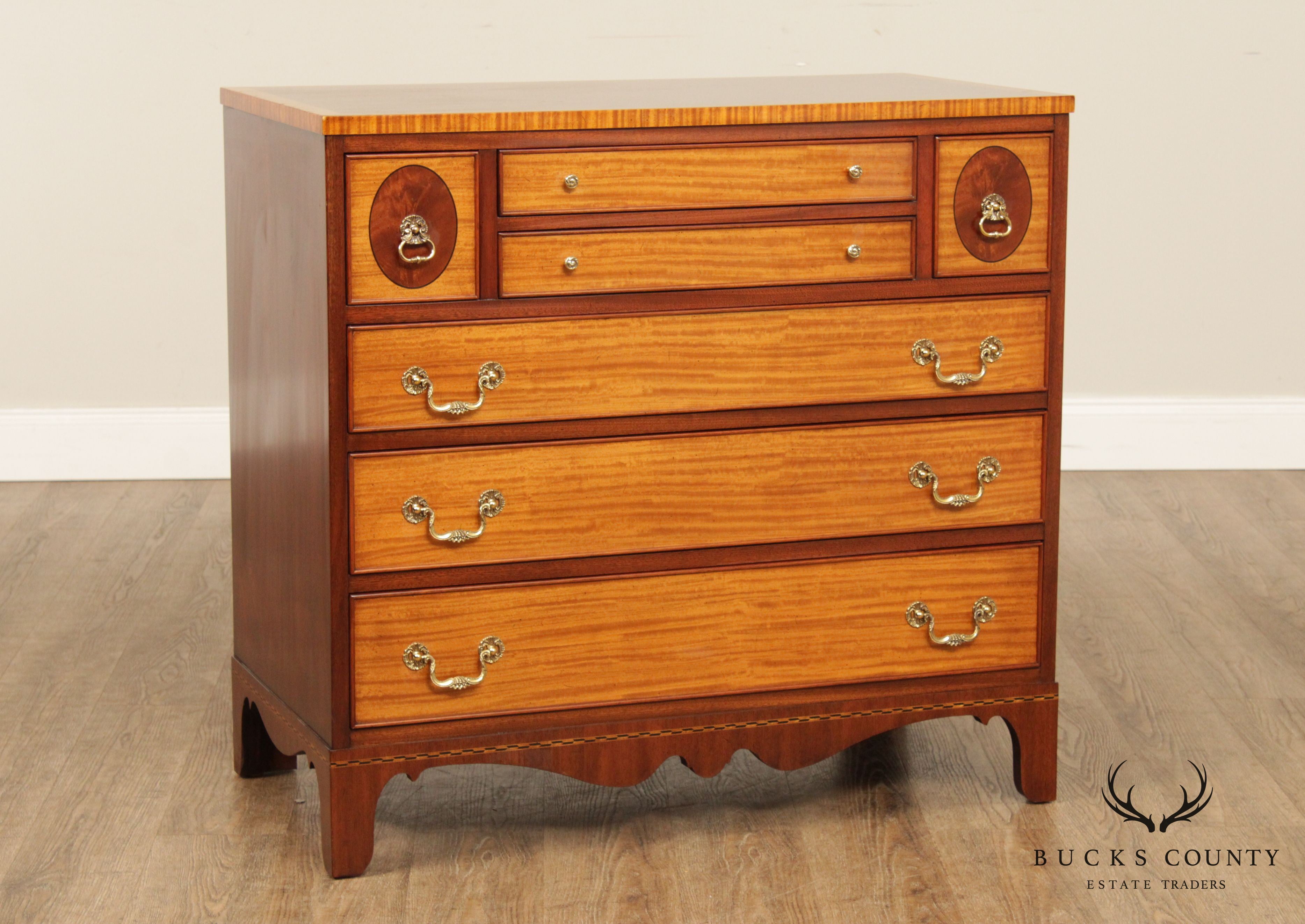 Henkel Harris Hepplewhite Style Mahogany Inlaid Chest of Drawers