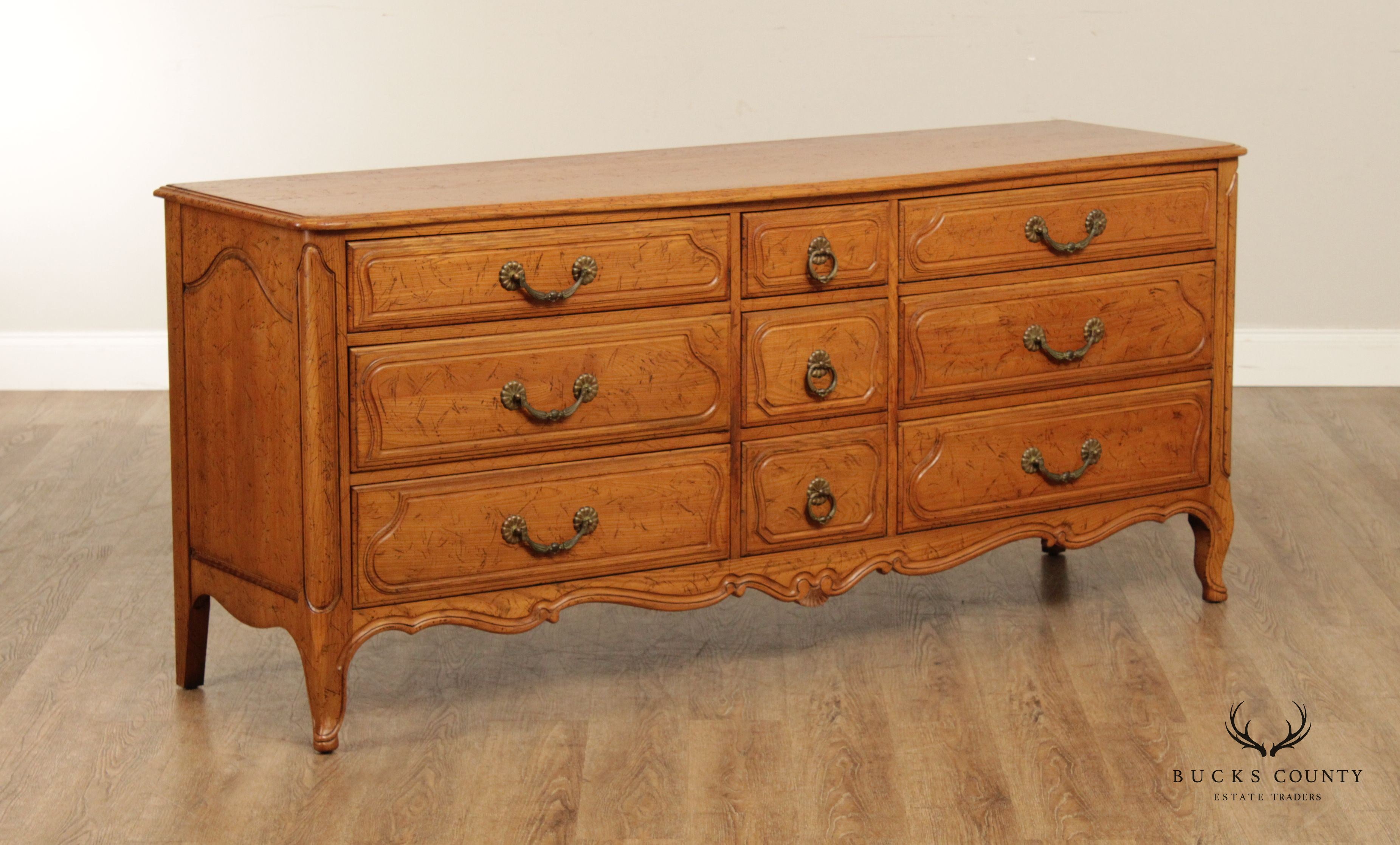 Davis Cabinet Co. French Provincial Style Triple Dresser