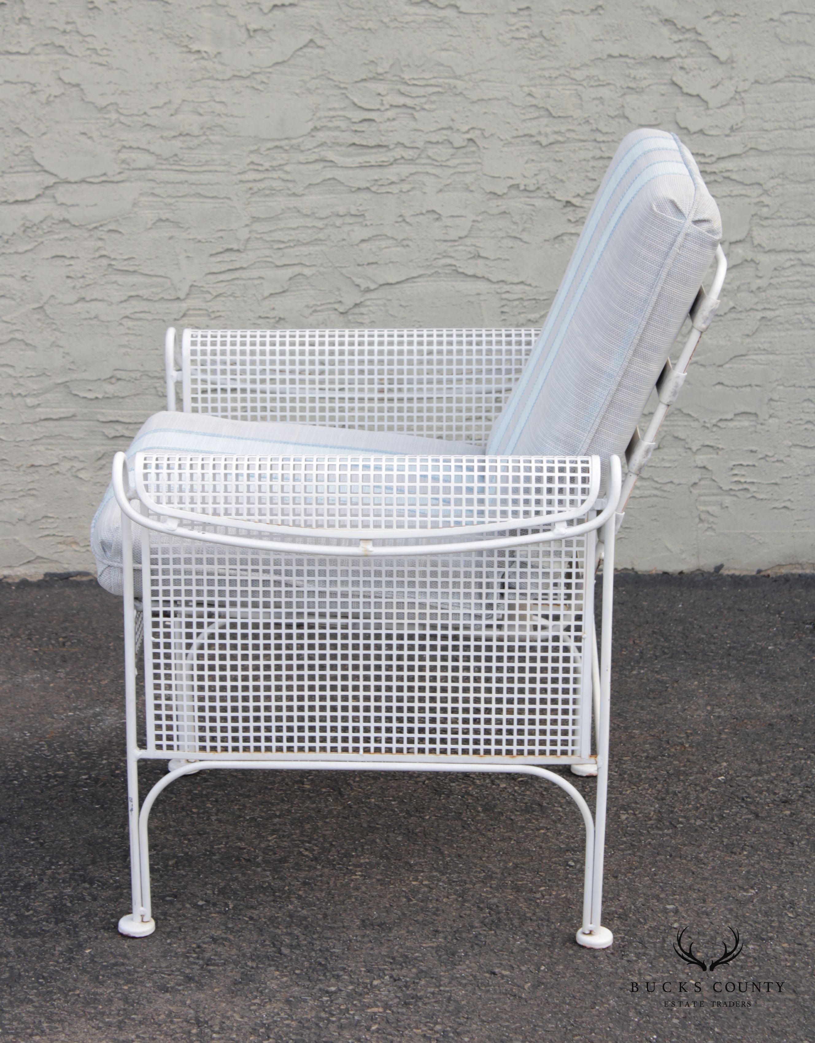 Woodard Mid Century Modern Pair Mesh Iron Outdoor Patio Chairs