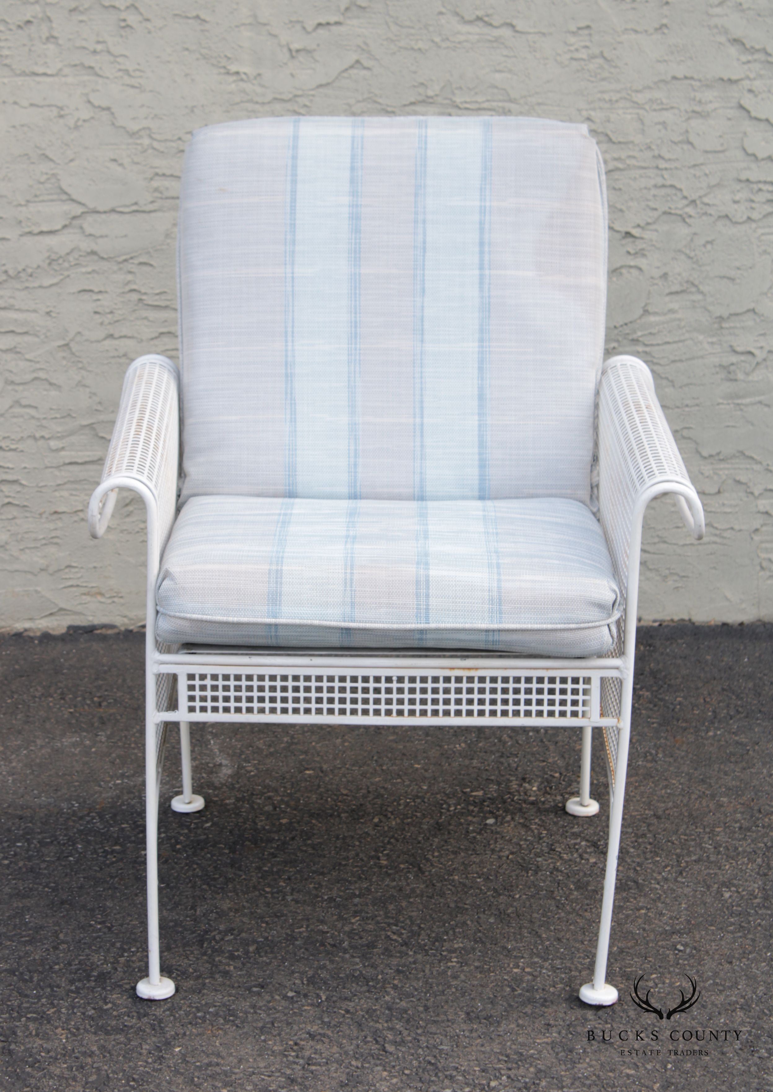 Woodard Mid Century Modern Pair Mesh Iron Outdoor Patio Chairs