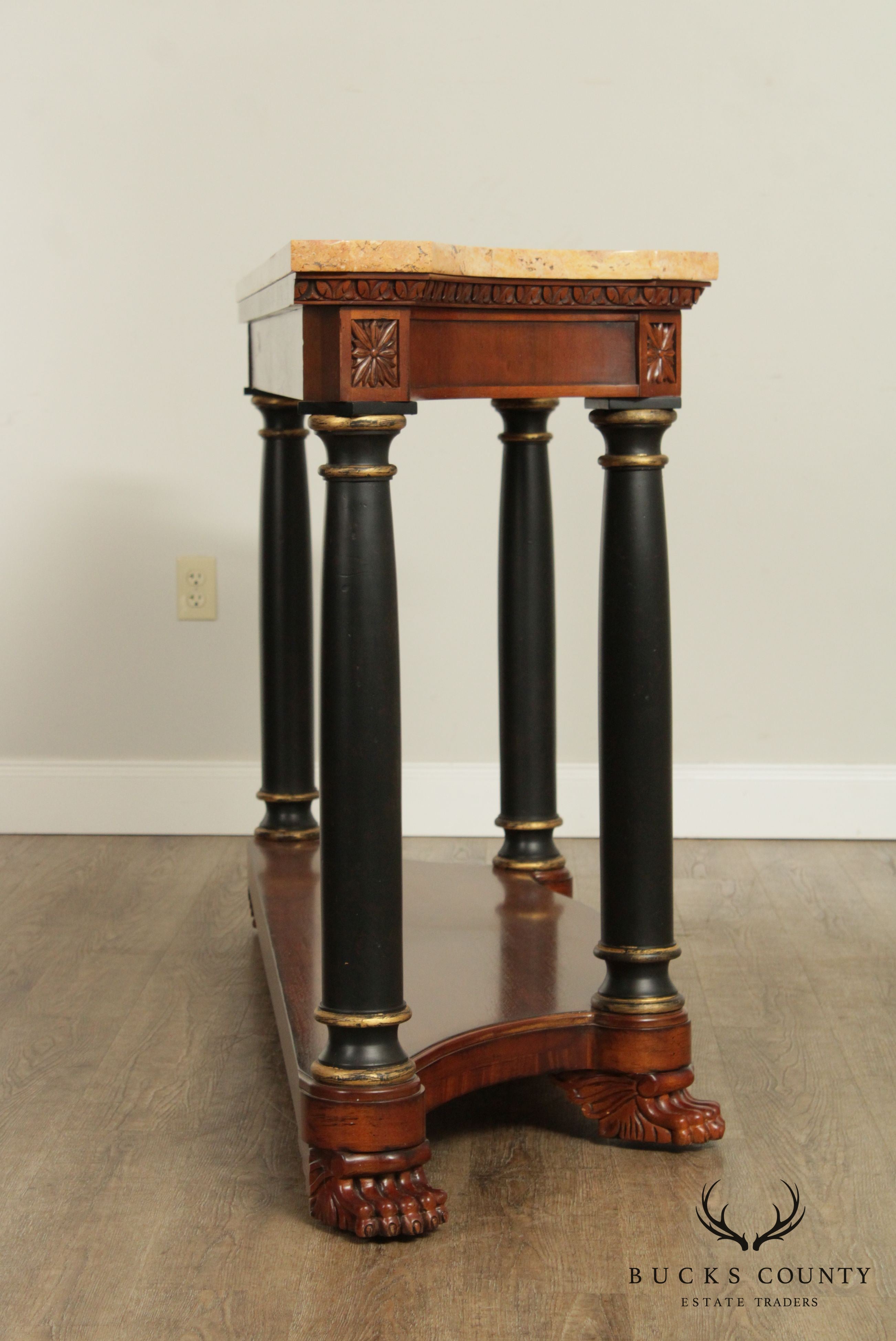 Quality Empire Style Serpentine Marble Top Console Table