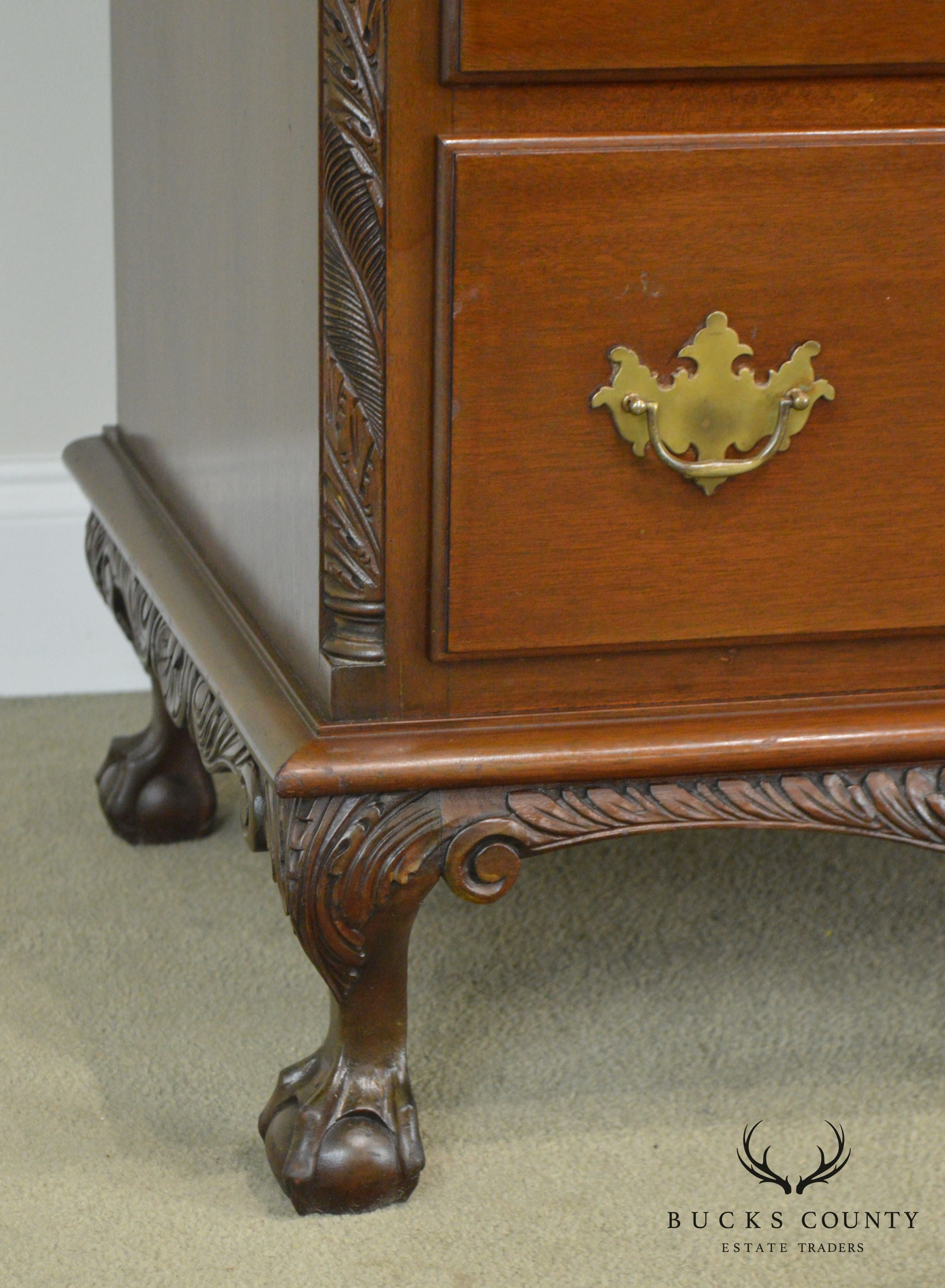 Chippendale Style Custom Crafted Mahogany Vintage Chest on Chest by Feldenkreis