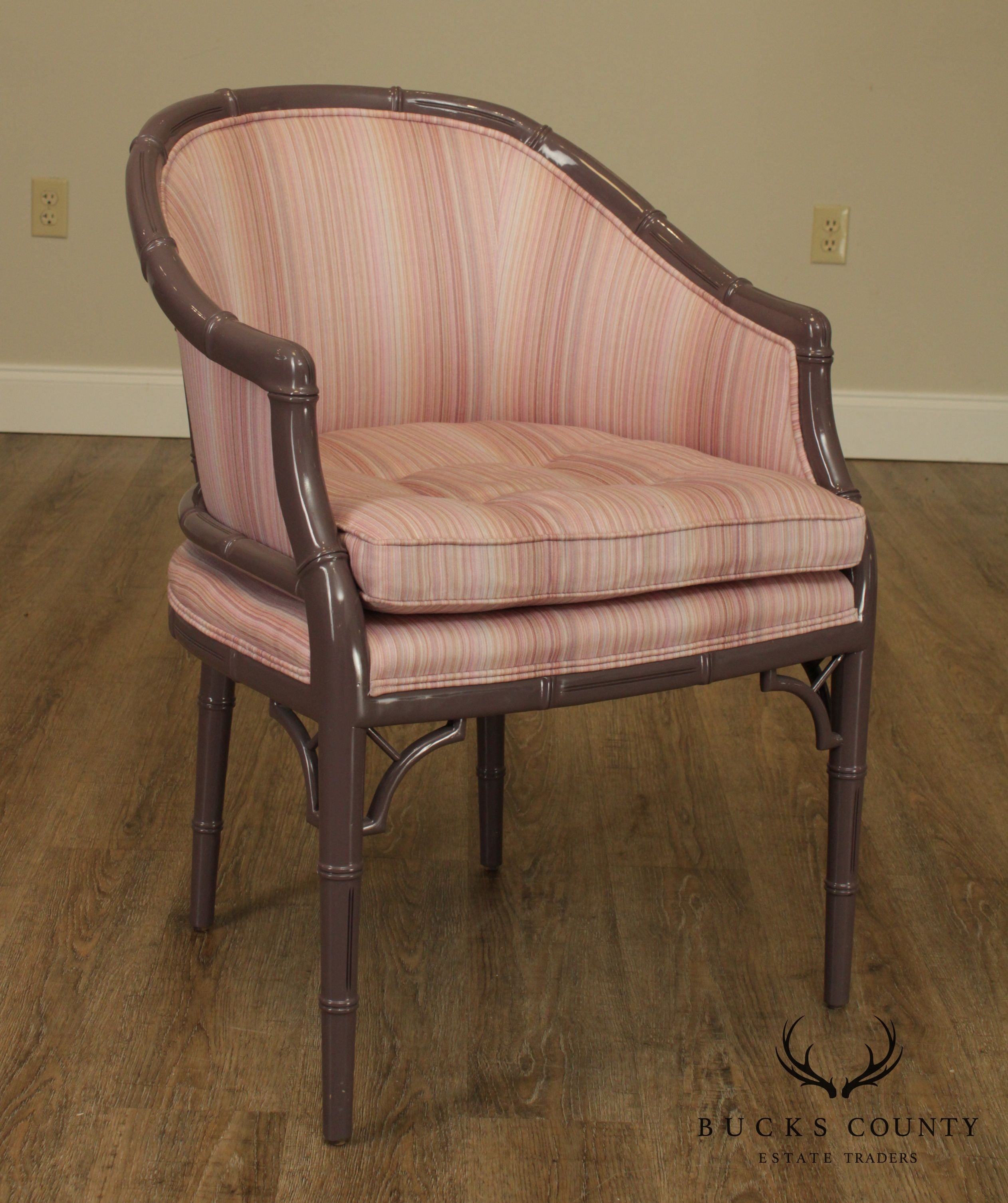 Century Furniture Faux Bamboo Mauve Lacquered Tub Chair