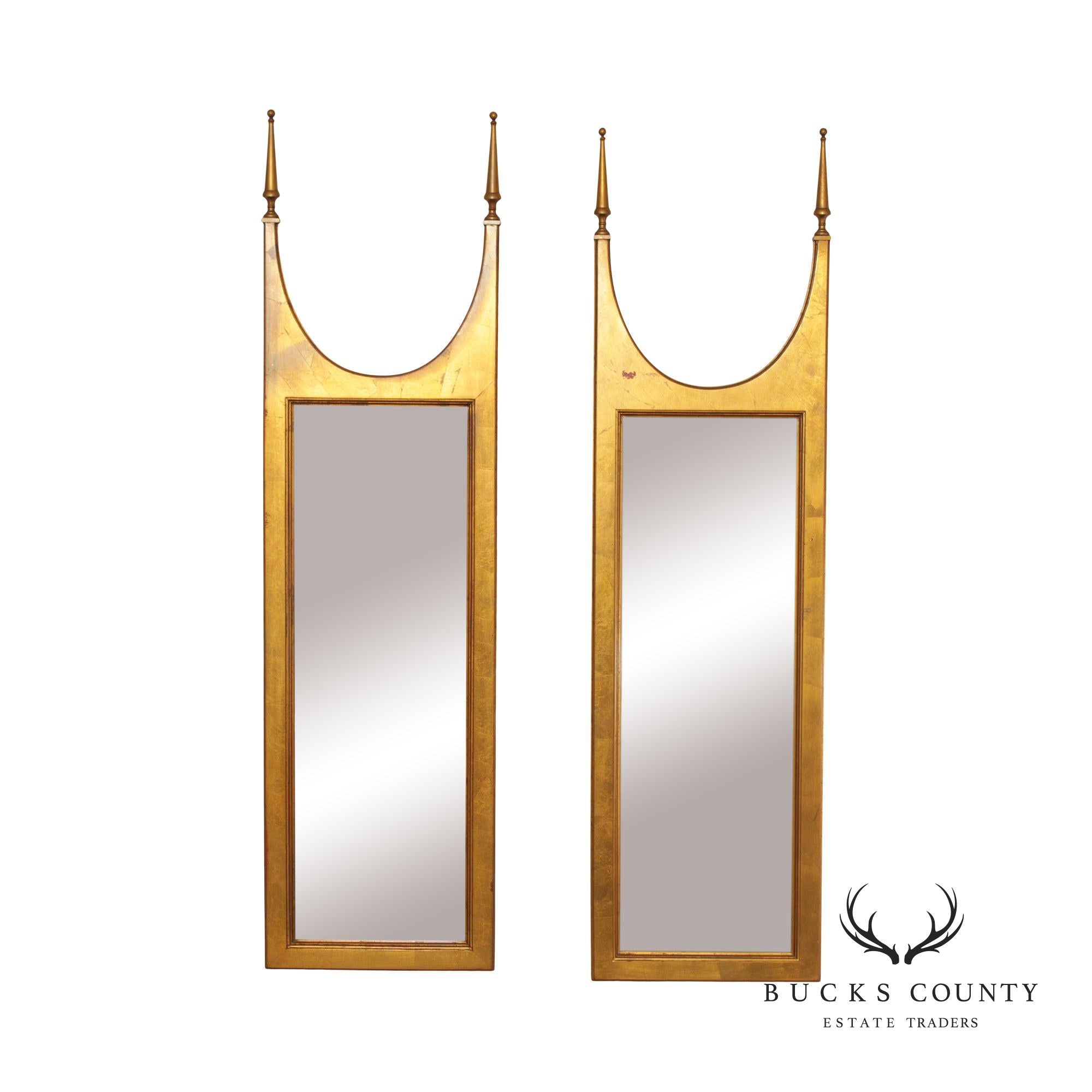 Hollywood Regency Vintage Pair Giltwood Wall Mirrors