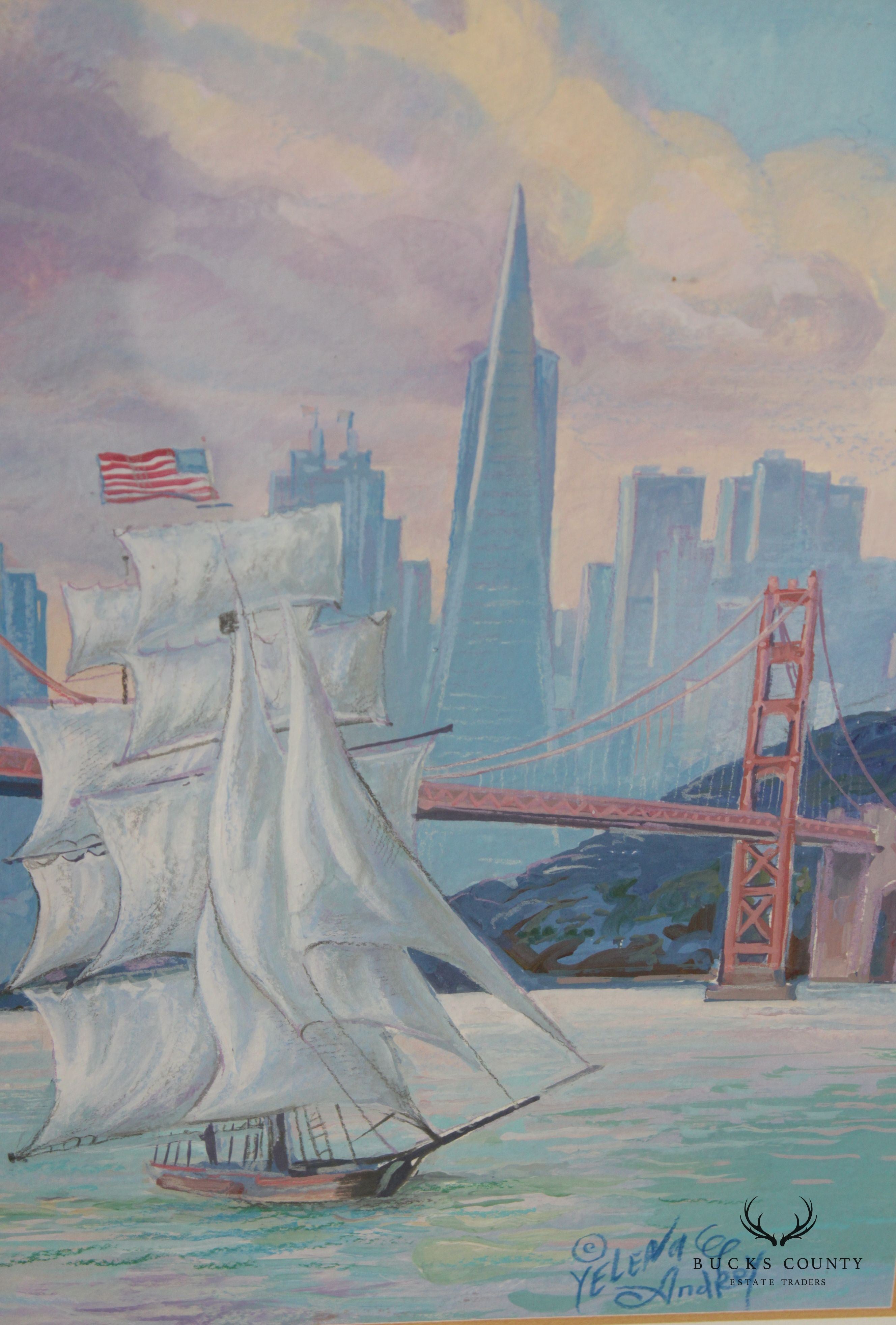 San Francisco Nautical Sail Boat Print by Yelena & Andrey