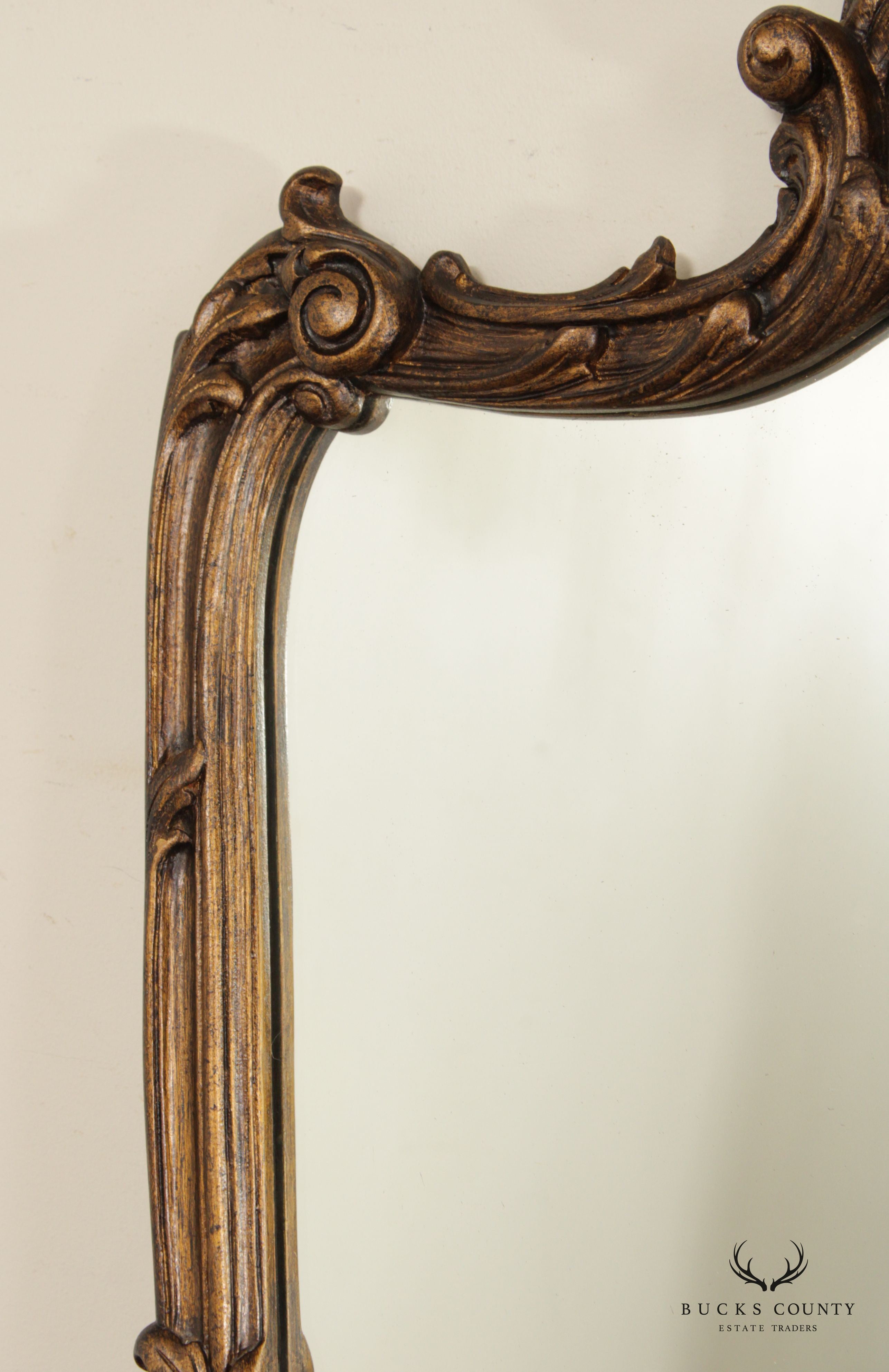 French Rococo Style Gilt Wood And Carved Gesso Wall Mirror