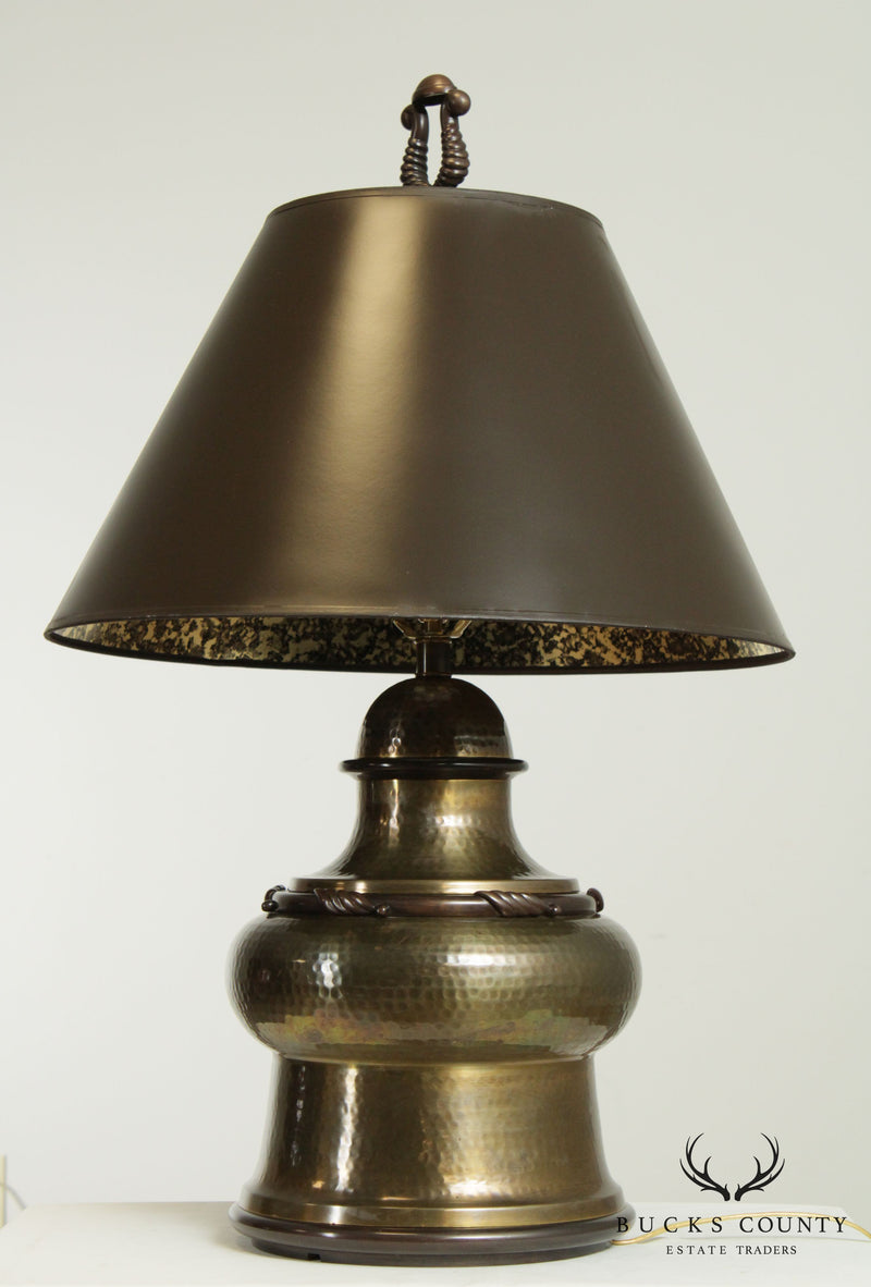 Chapman Regency Style Hammered Brass Table Lamp