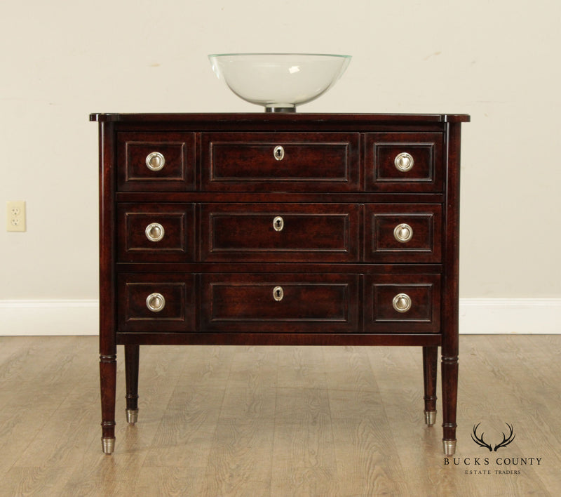 French Louis XVI Style Mahogany Vanity Chest of Drawers