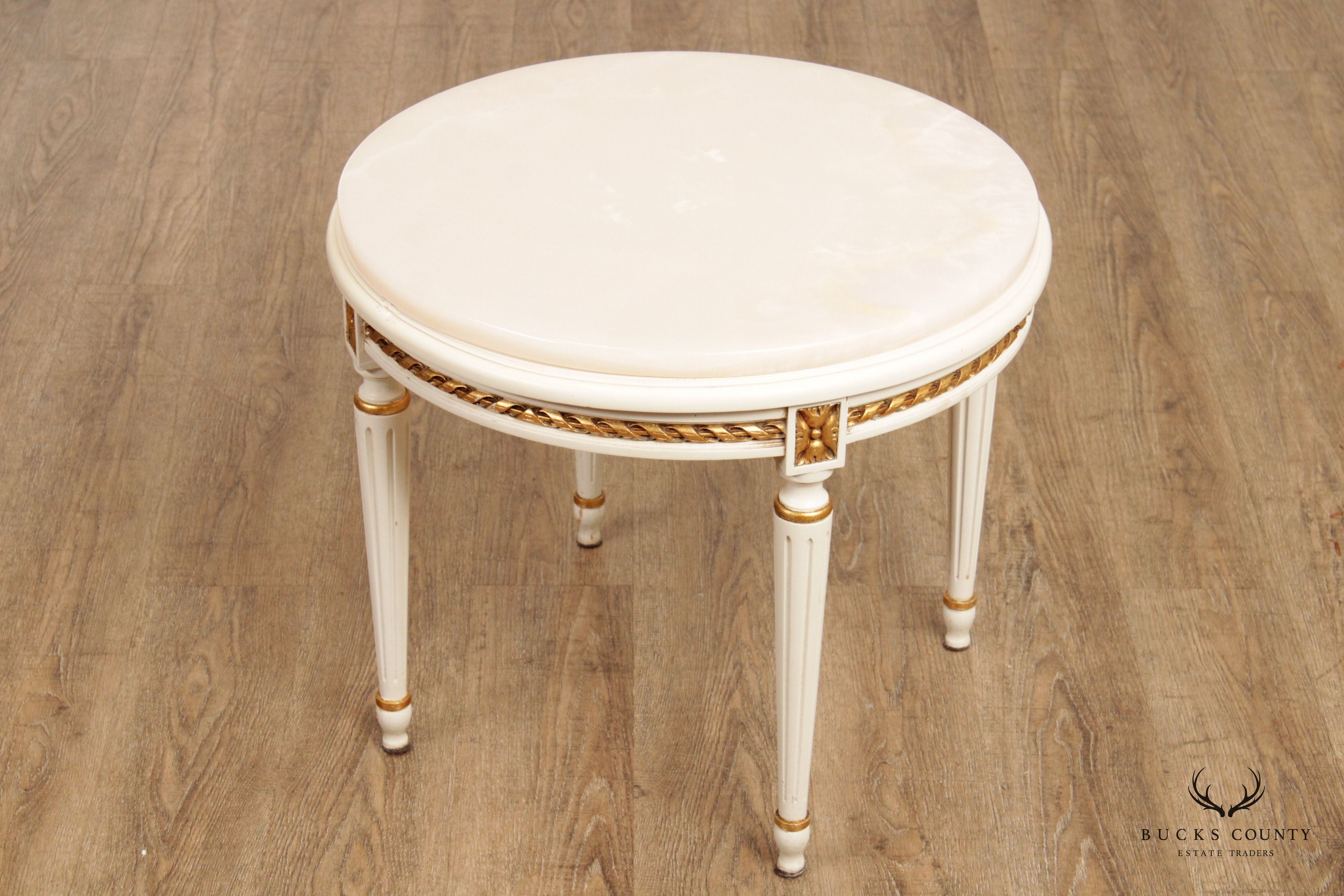 Italian Louis XVI Style Onyx Top Side Table