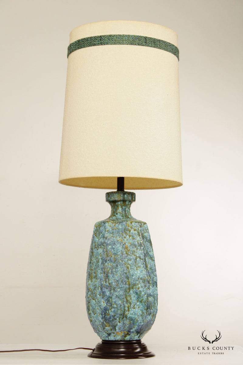 Mid Century Modern Pair of Glazed Ceramic Vasiform Table Lamps