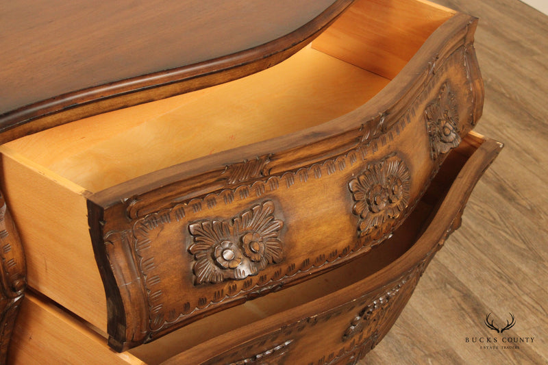 Italian Provincial Style Floral Carved Bombe Chest