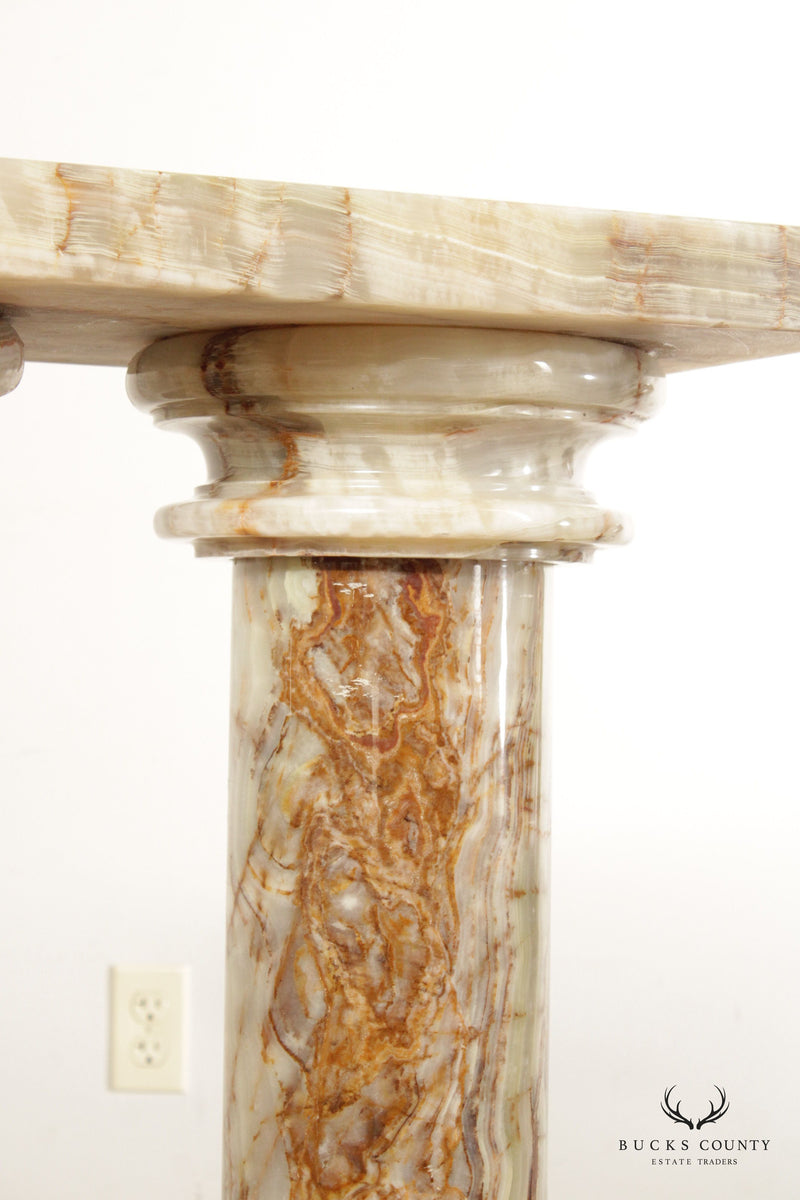 Neoclassical Column Onyx Pedestal Stand