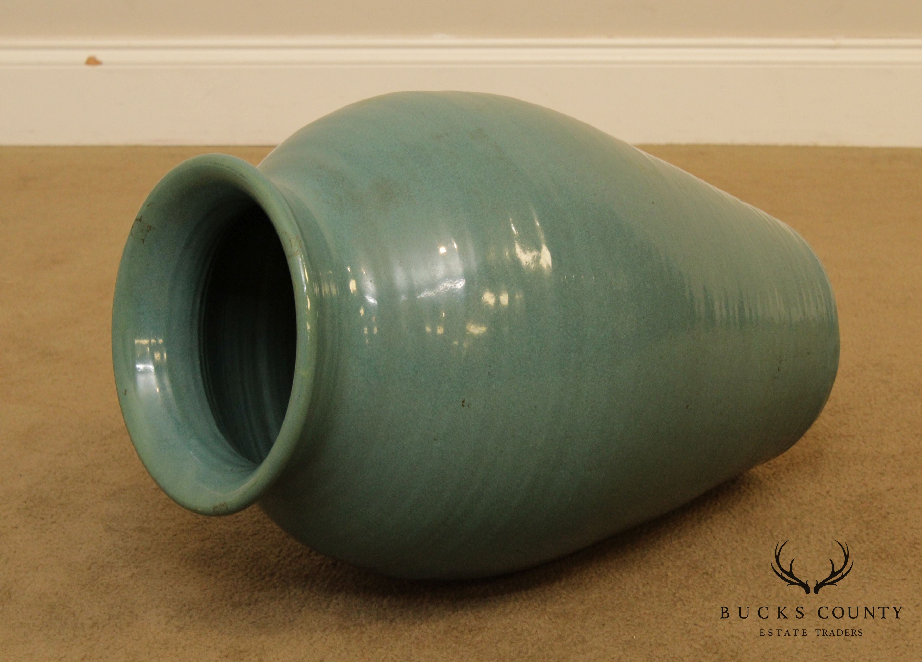 Large Vintage Glazed Terracotta Vase