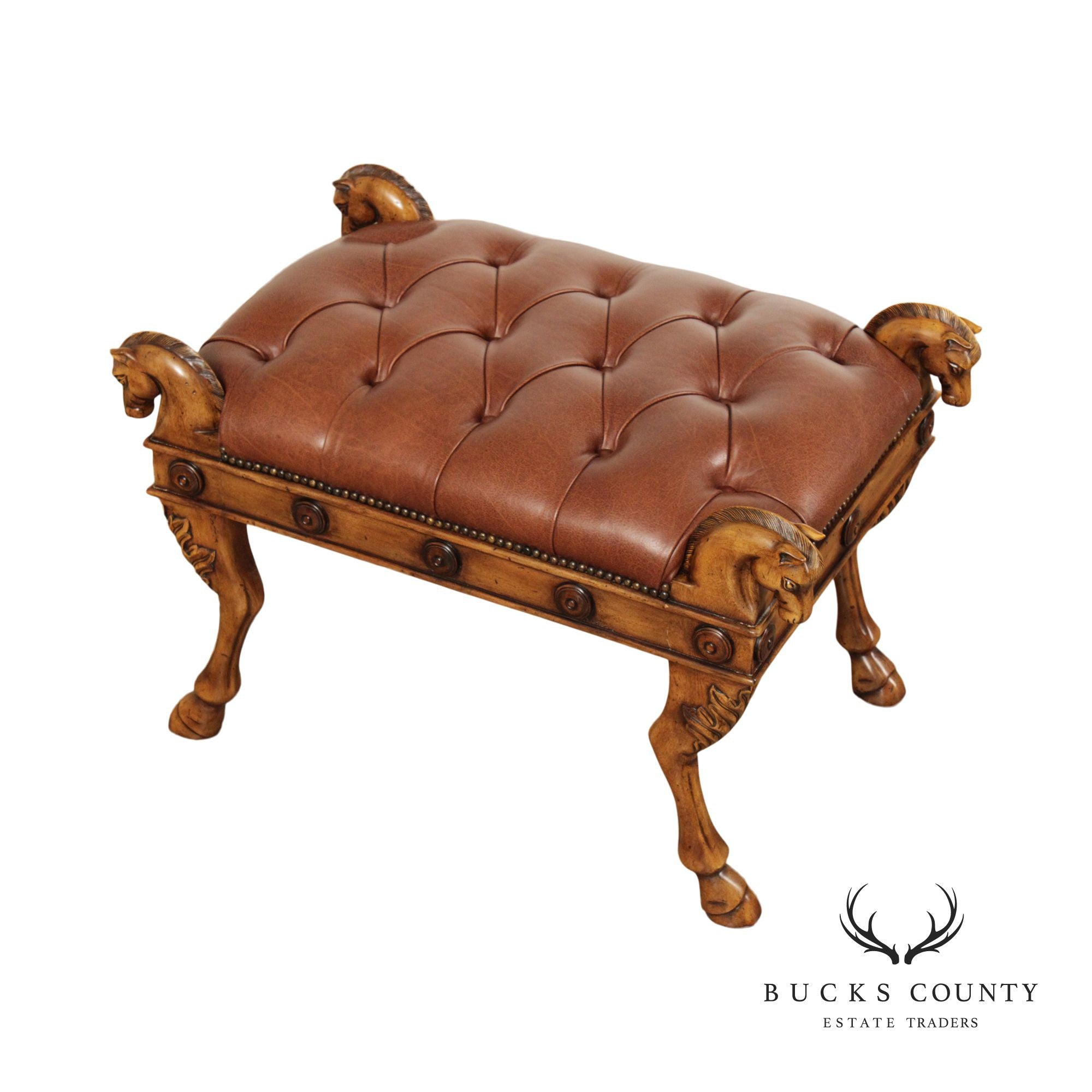 Theodore Alexander Tufted Leather Horse Head Stool