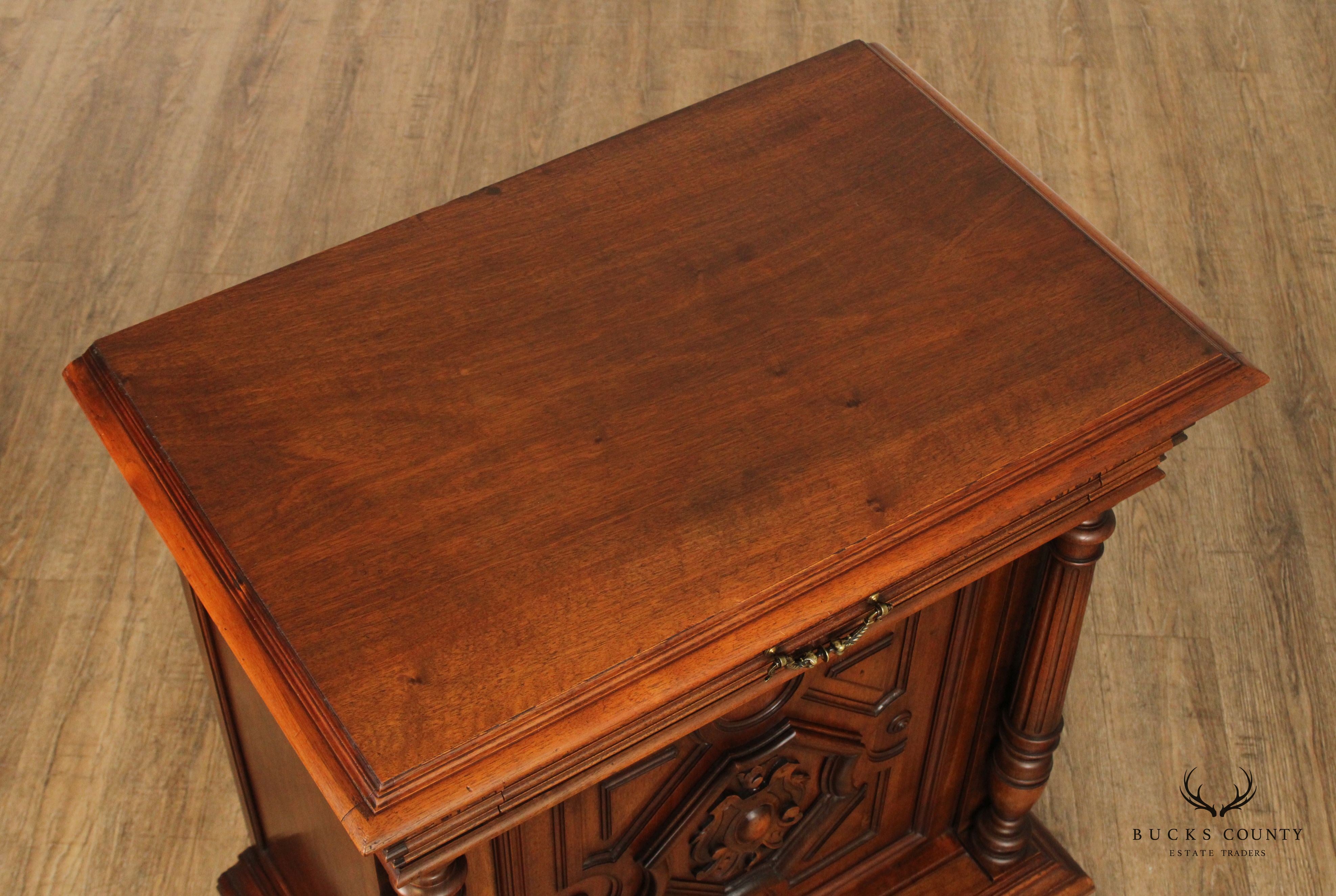 French Style Carved Walnut Confiturier Cabinet