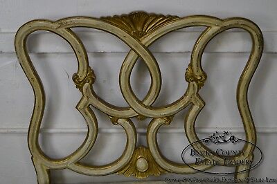 Antique Italian Painted & Upholstered Pair of Foyer Settees Benches