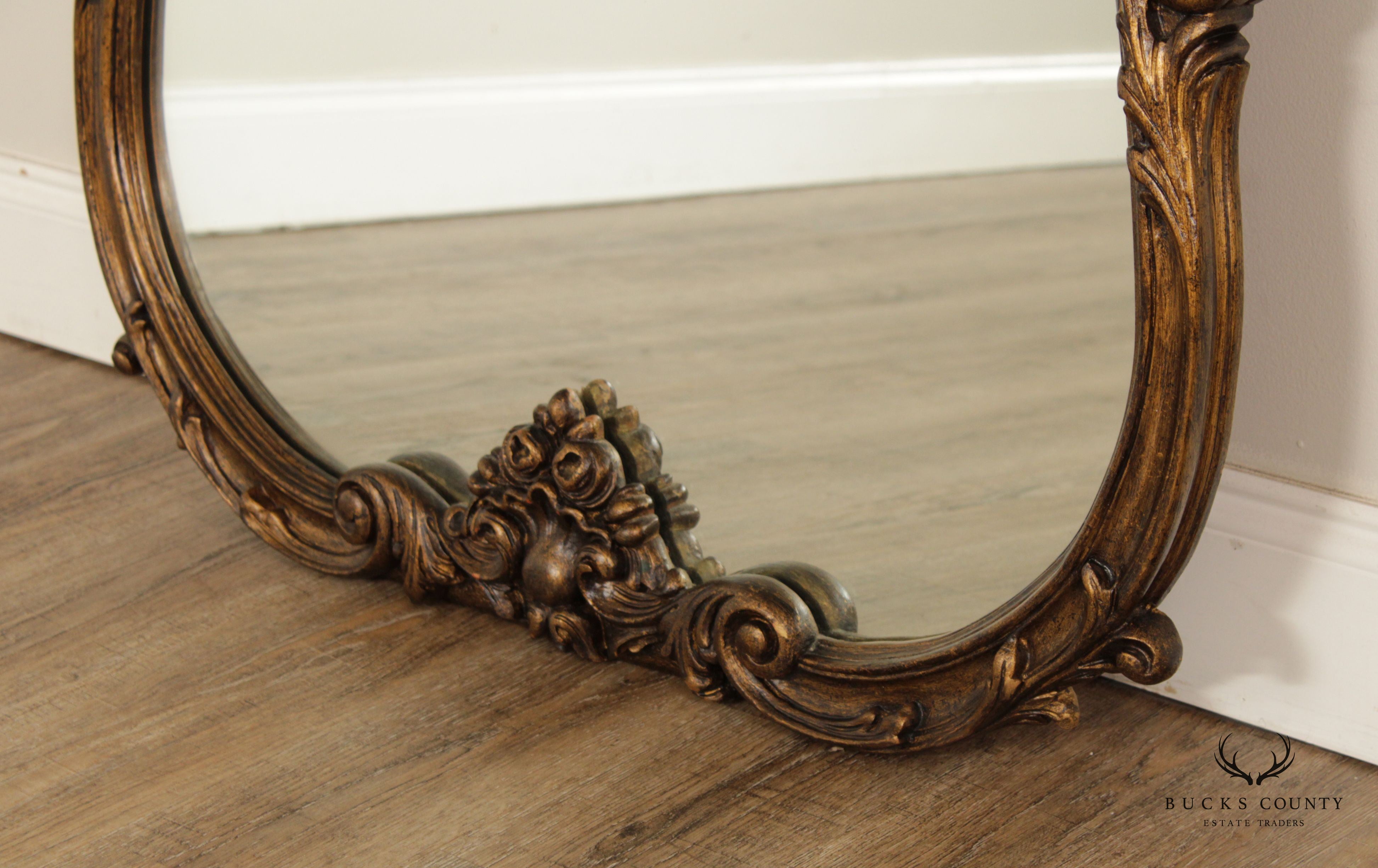 French Rococo Style Gilt Wood And Carved Gesso Wall Mirror