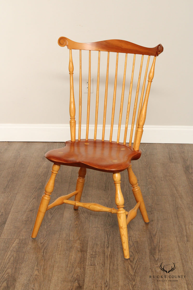 Custom Quality Set of Eight Mixed Wood Windsor Dining Chairs