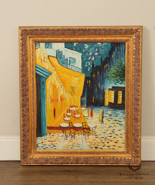 Vintage Impressionist 'Café Terrace at Night' Painting, After Vincent van Gogh
