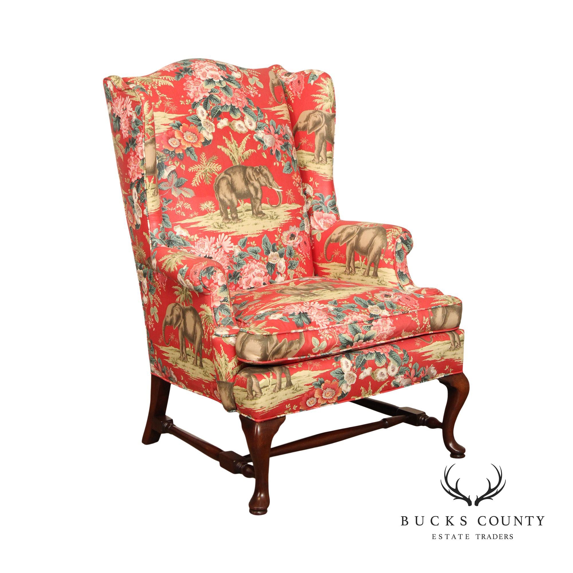 Queen Anne Custom Upholstered Wingback Chair