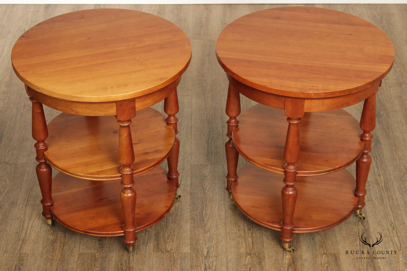 Harden Pair Cherry Three-Tier End Tables