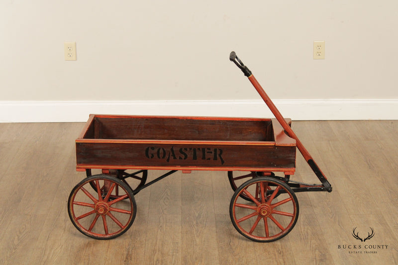 Antique Early 20th C. Children's 'Coaster' Wooden Wagon