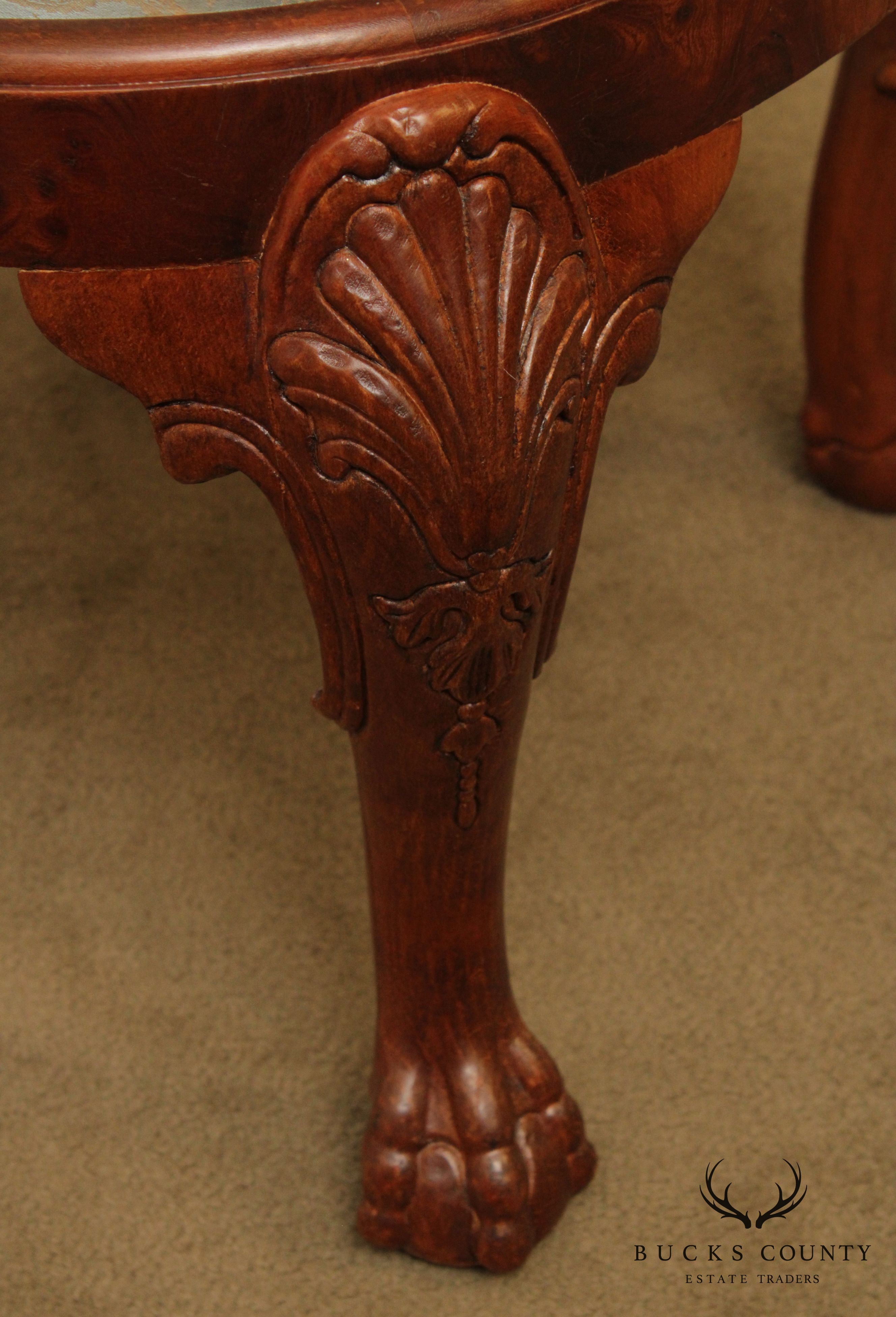 George III Style Mahogany Ball & Claw Foot Oval Stool