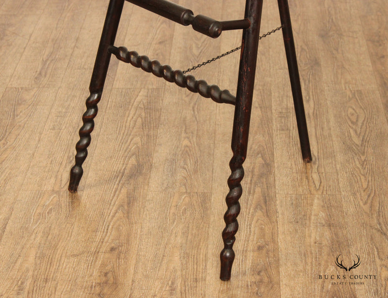 Antique Victorian Carved Stick and Ball Display Easel