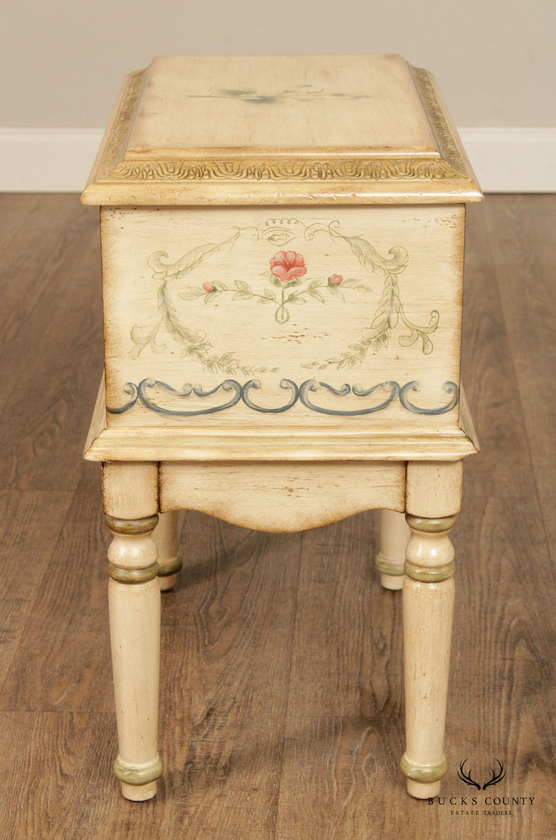 Venetian Style Hand Paint Decorated Lidded Chest on Stand