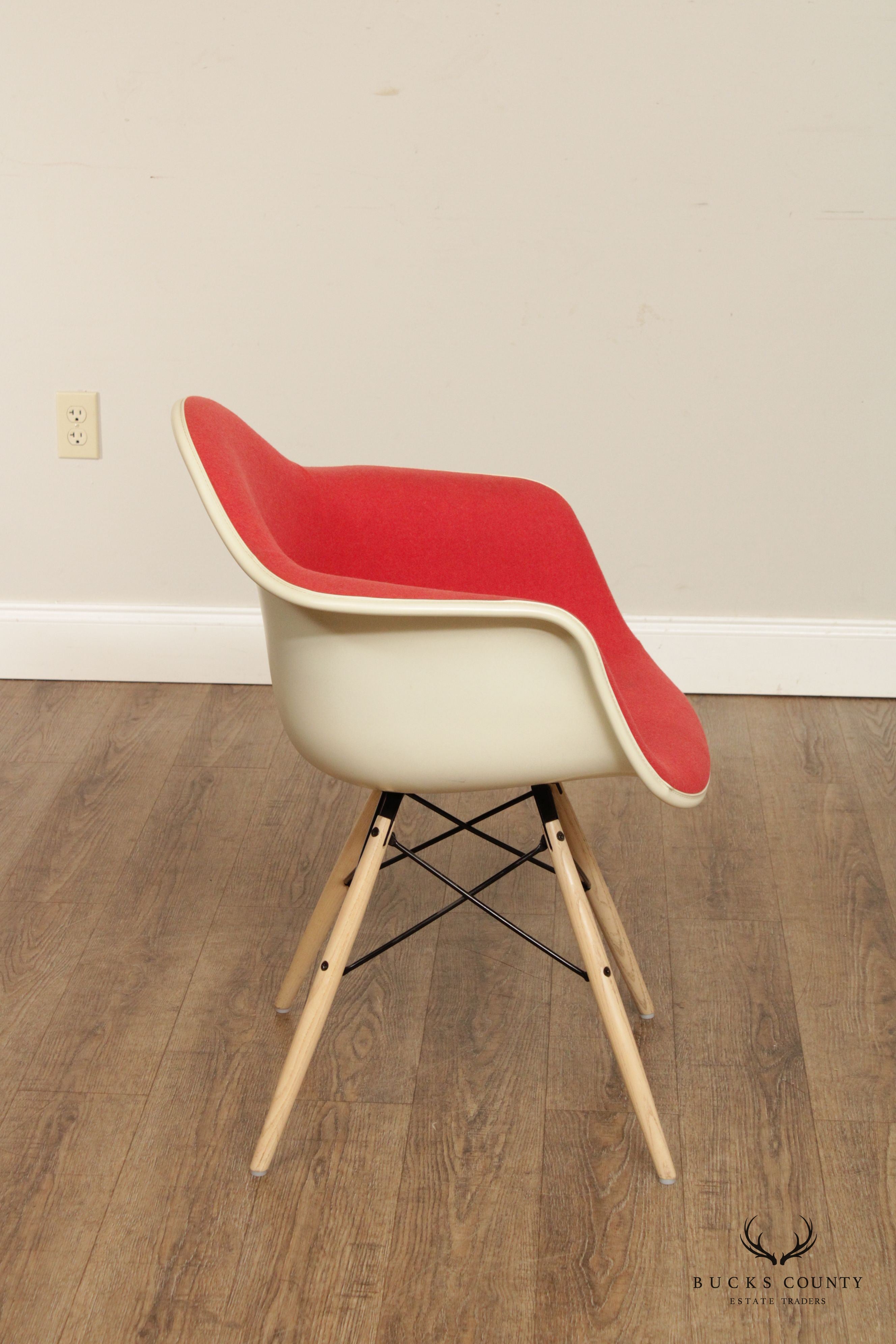 Eames Pair Upholstered Molded Fiberglass Armchairs