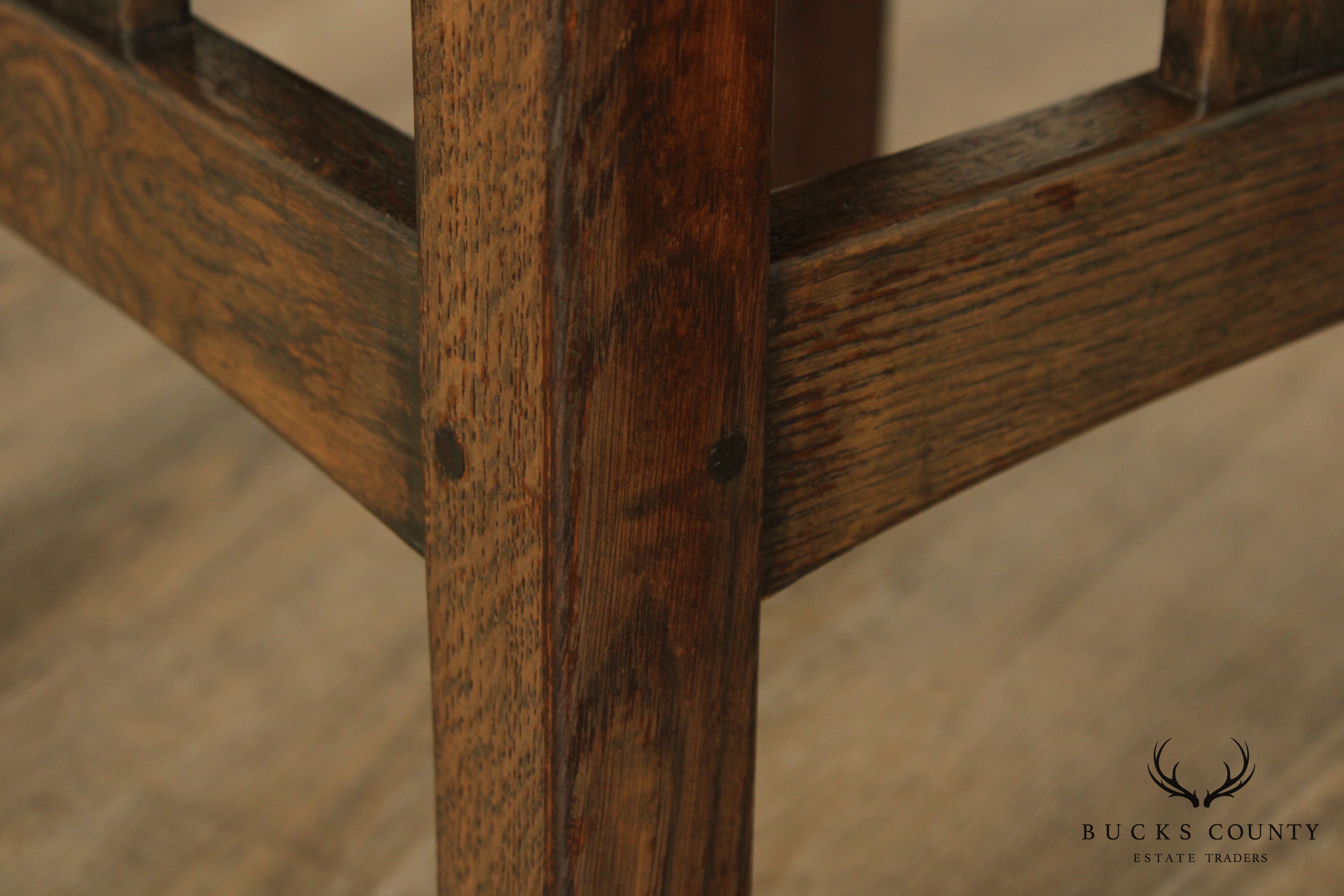 Mission Style Pair of Oak Taboret Side Tables