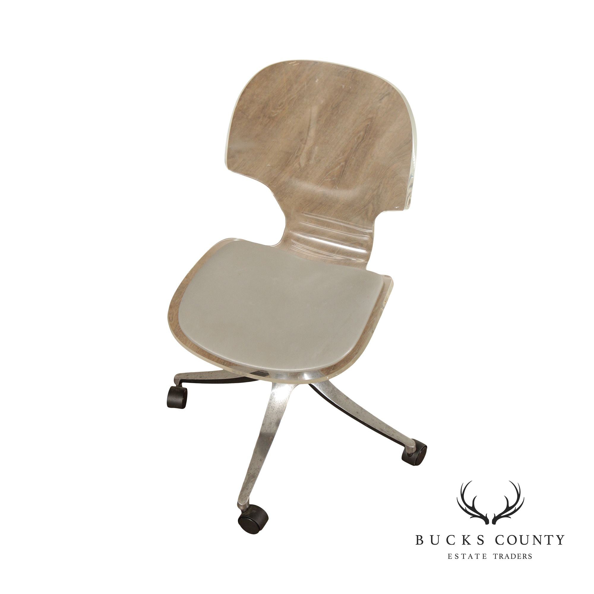 Mid Century Modern Lucite Swivel Desk Chair