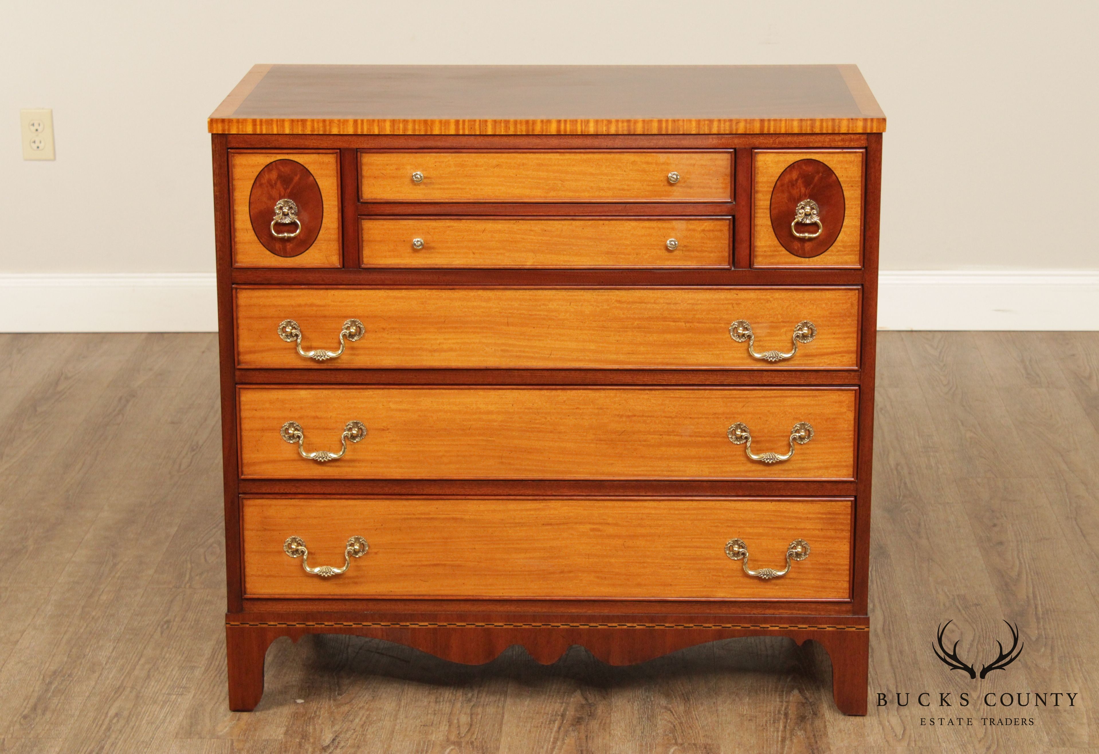 Henkel Harris Hepplewhite Style Mahogany Inlaid Chest of Drawers