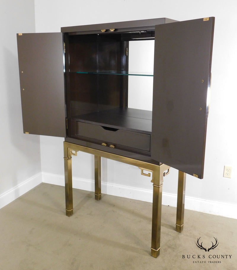 Mastercraft Asian Inspired Lacquered Bar Cabinet on Brass Stand