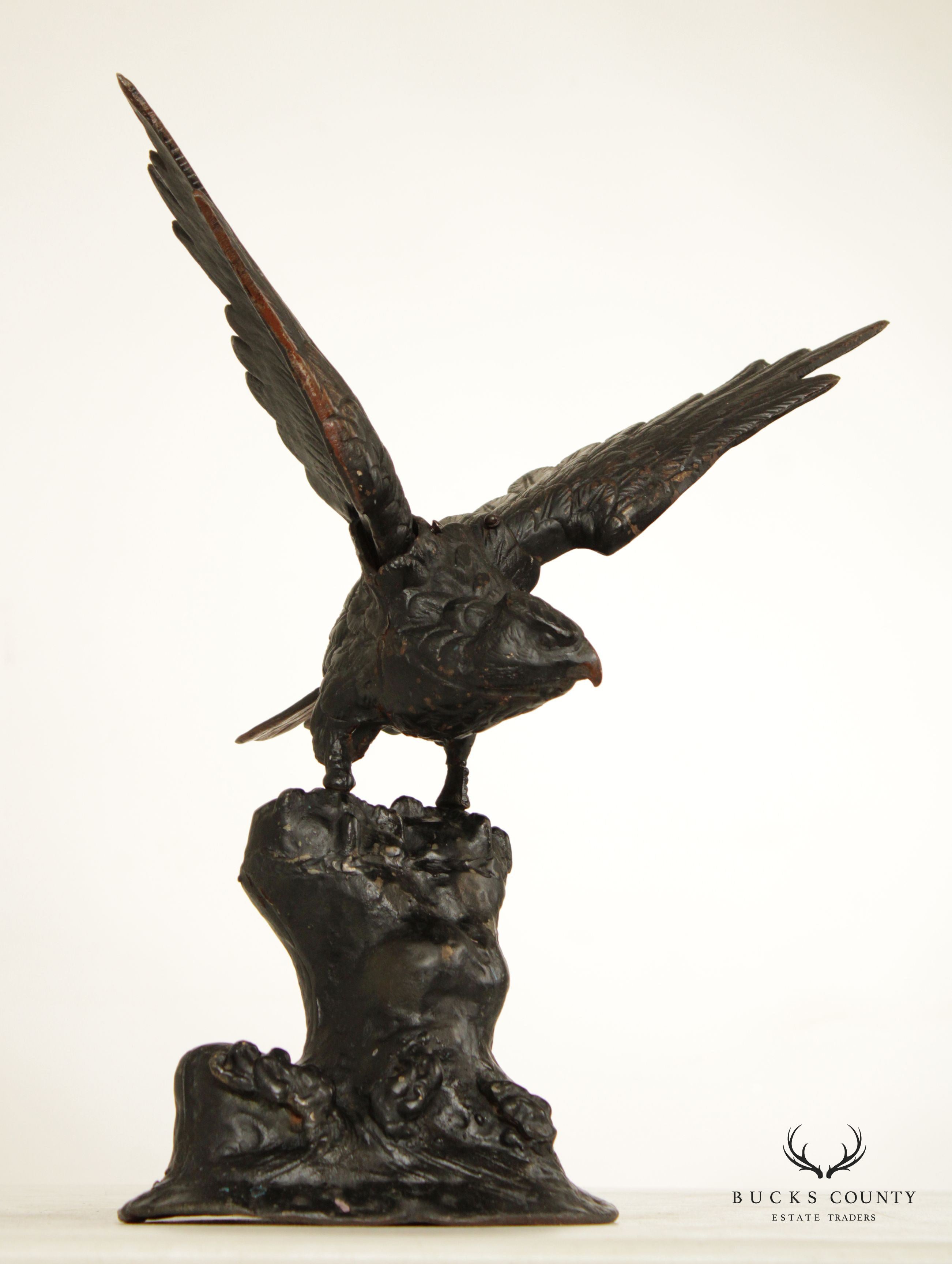 Japanese Meiji Style Cast Iron Eagle Sculpture