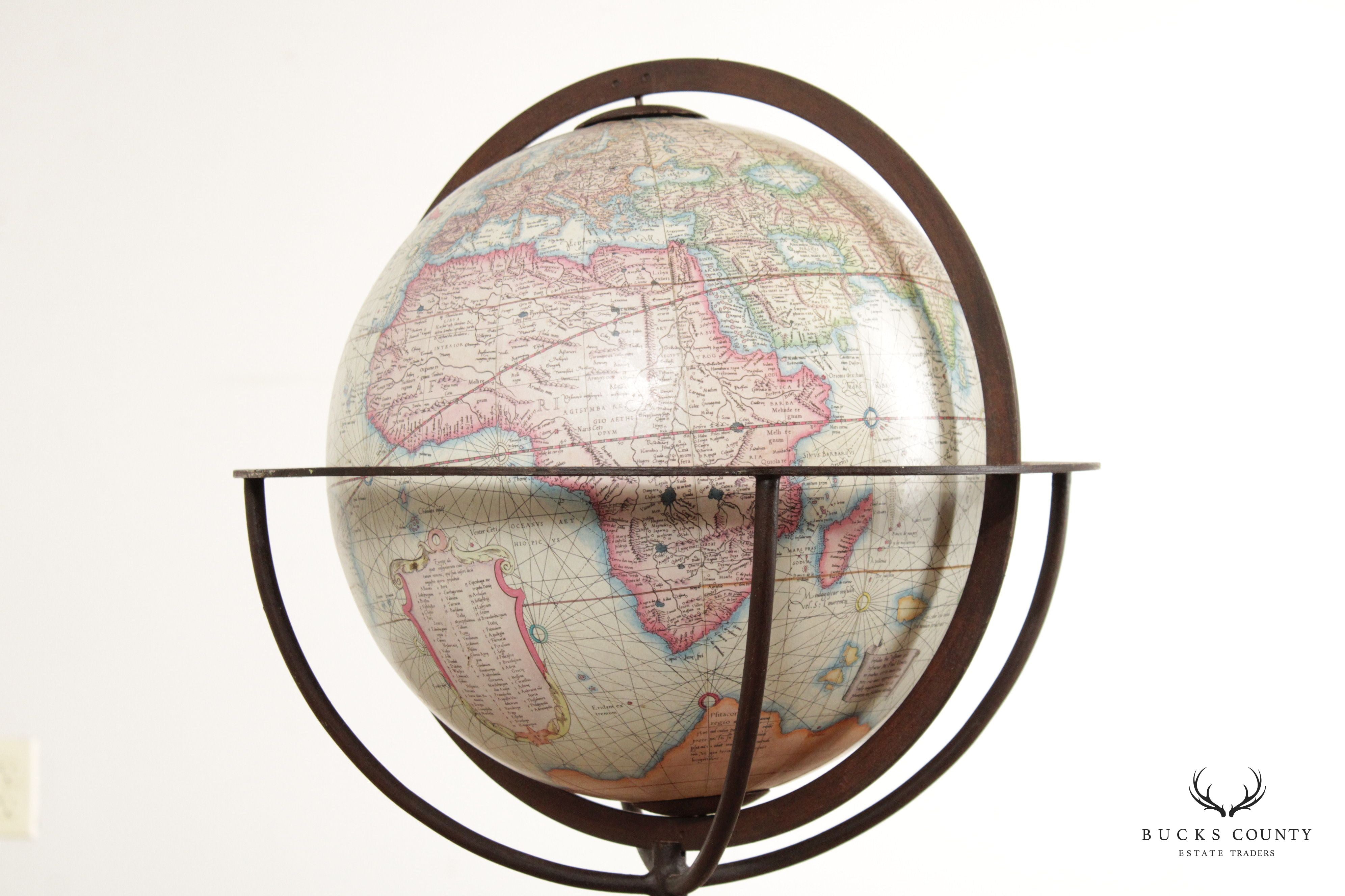 Spanish Baroque Style Vintage Globe on Iron Stand