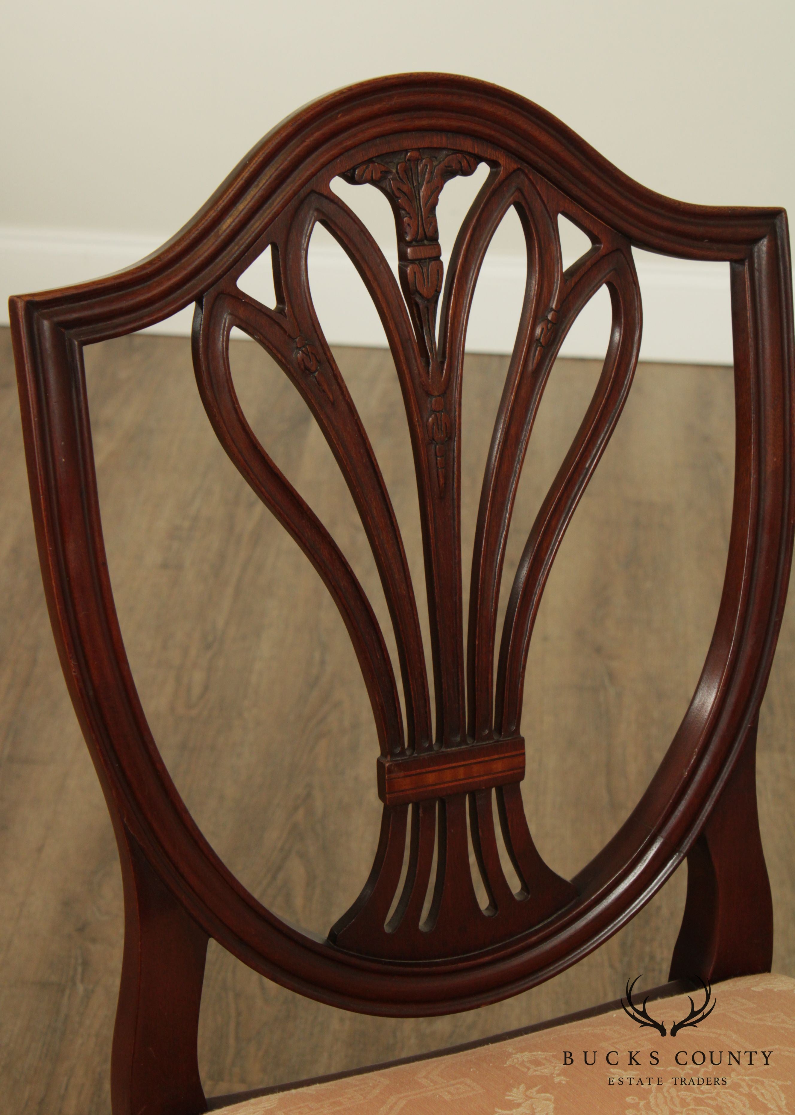 Hepplewhite Style Custom Mahogany Shield Back Side Chair