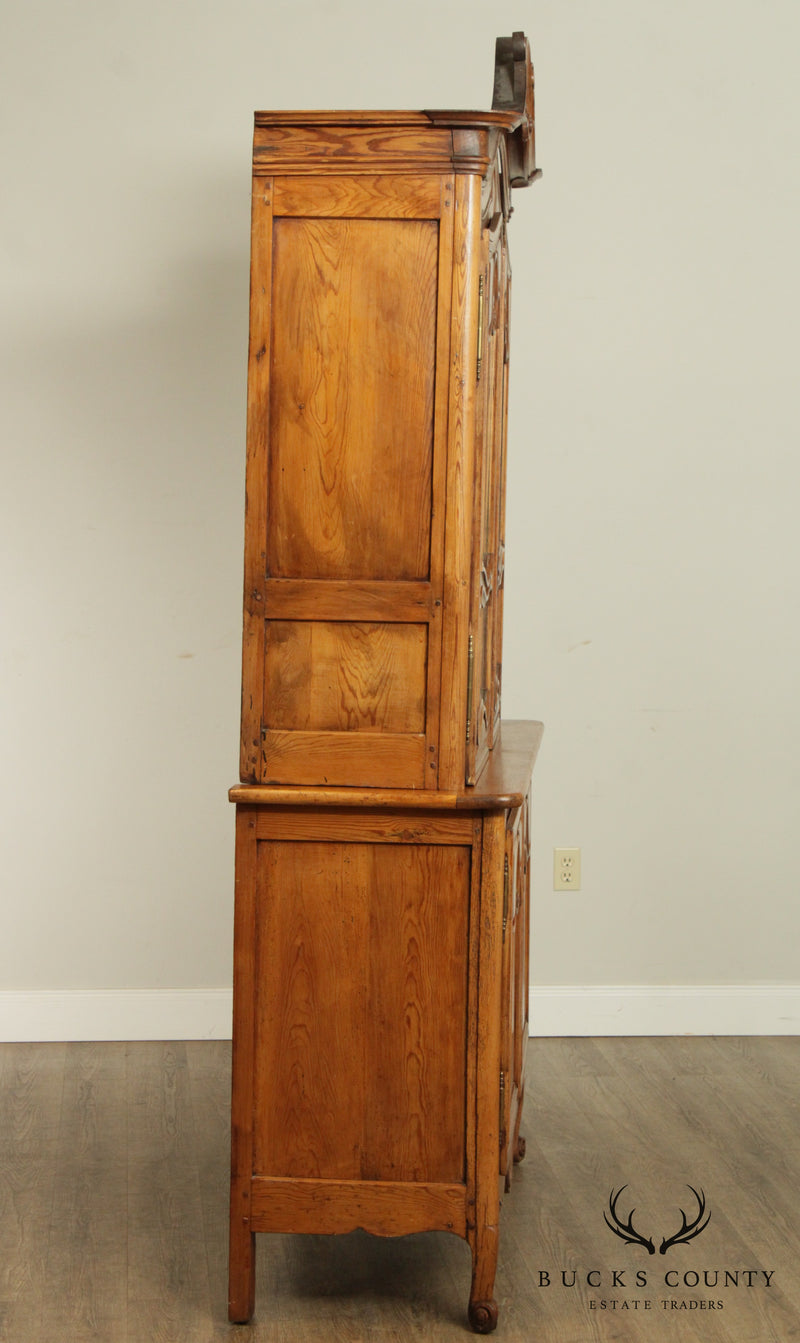 Antique 19th Century French Buffet Deux Corps Pine Cabinet