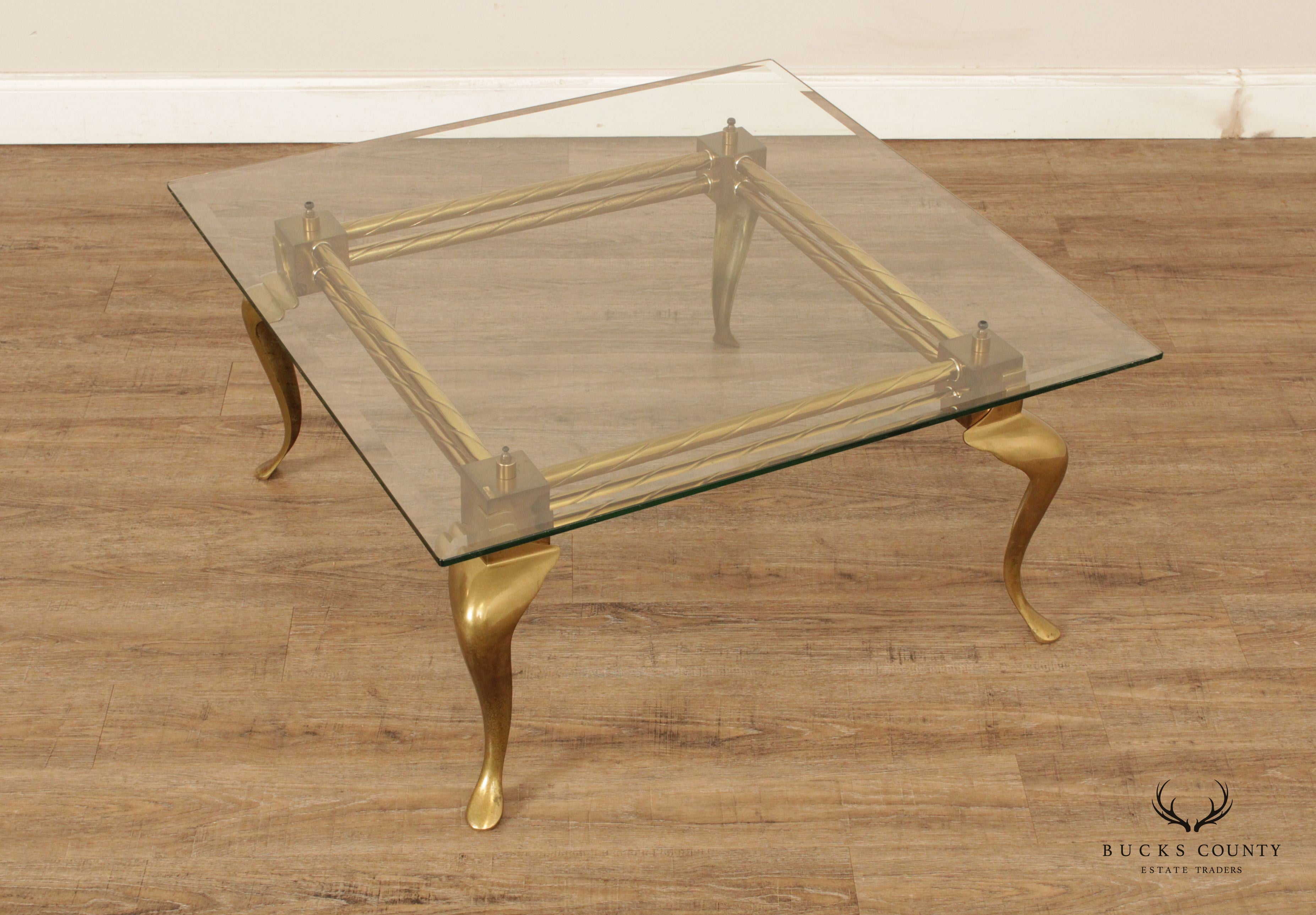 Vintage French Style Brass and Glass Coffee Table