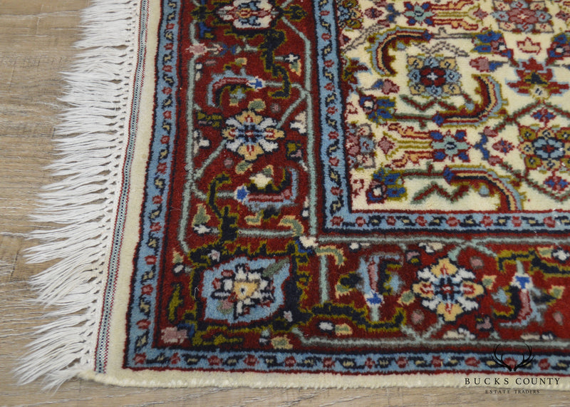 Hand Tied Red, Blue and Tan Area Throw Rug