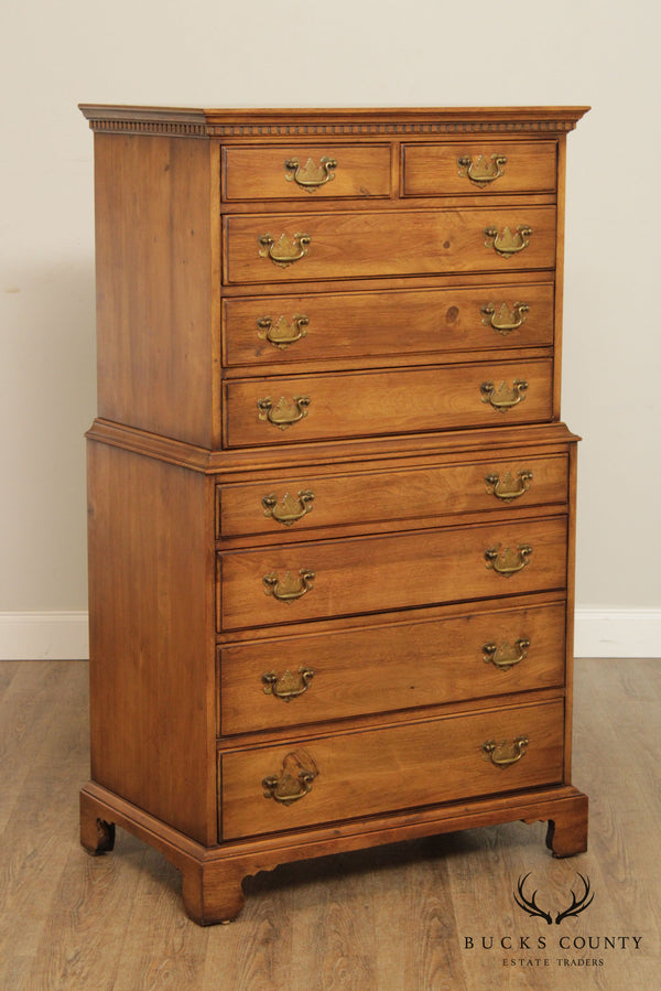 Davis Cabinet Co. Vintage Chippendale Style Solid Walnut High Chest
