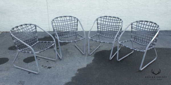 Mid Century Modern Set of Four Outdoor Dining Armchairs