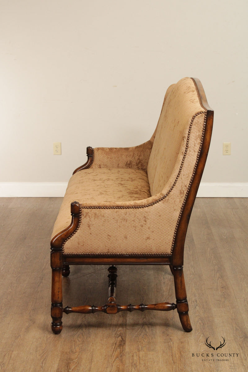 Marge Carson English Jacobean Style Custom Upholstered Settee